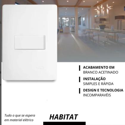 Imagem de Interruptor Simples 10A Horizontal Habitat Branco Fame 3769