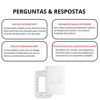 Imagem de Interruptor Simples 10A Horizontal Habitat Branco Fame 3769