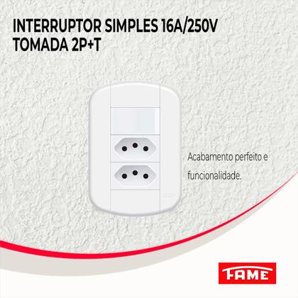 Imagem de Interruptor Simples 16a/250v~ E 2tom 2p+t 250v~ Fame- Kit 3