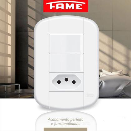 Imagem de Interruptor Simples 2 Teclas e Tomada 20A Blanc Mais Fame