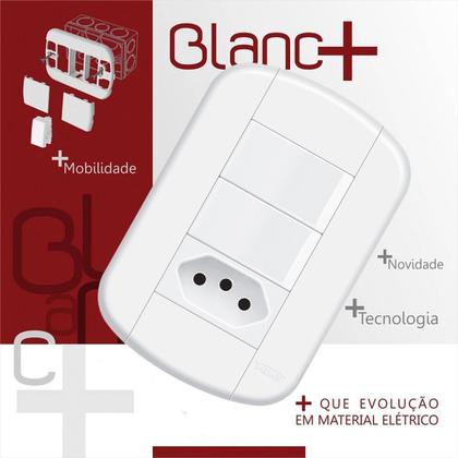 Imagem de Interruptor Simples 2 Teclas e Tomada 20A Blanc Mais Fame