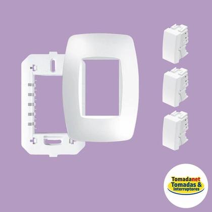 Imagem de Interruptor Simples 3 Teclas 10a Com Placa 4x2 Fame Elegance