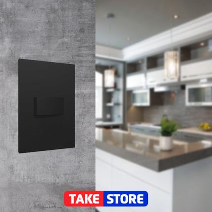 Imagem de Interruptor Simples 4x2 10a C/ Placa Recta Preto Fosco Blux