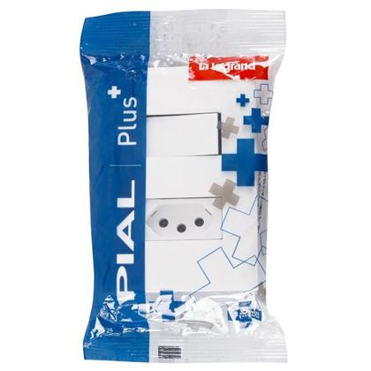 Imagem de Interruptor Simples de 10 Ampères e Tomada 2P+T de 20 Ampères 4x2 Branco - 615073BC - PIAL