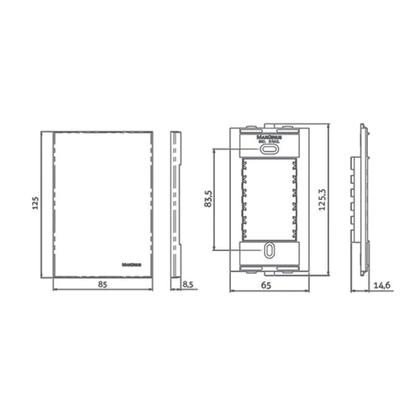 Imagem de Interruptor Simples Duplo 10A e Tomada 2P+T 10A MarGirius Sleek com Placa 4x2 Branco