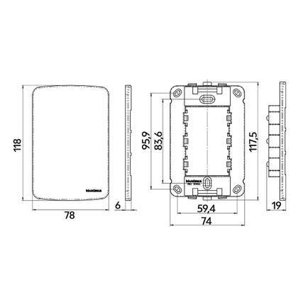 Imagem de Interruptor Simples e Interruptor Paralelo Duplo MarGirius B3 10A com Placa 4x2 Branco