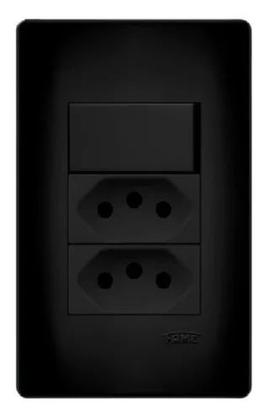 Imagem de Interruptor Simples e Tomada dupla 10A Preta Fame