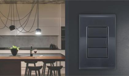 Imagem de Interruptor Simples Giz Grafite Tramontina 10A/250V Kit c/ 5 unidades