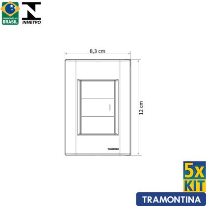 Imagem de Interruptor Simples Giz Grafite Tramontina 10A/250V Kit c/ 5 unidades