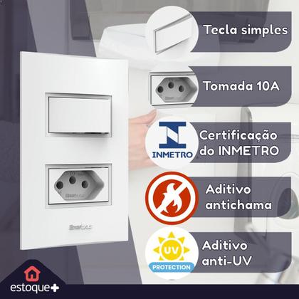 Imagem de Interruptor Simples Tomada 10a 4x2 Branco Linha Beleze Enerbras