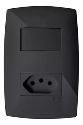 Imagem de Interruptor Simples + Tomada 10a 4x2 Preto Grafite Home Blux