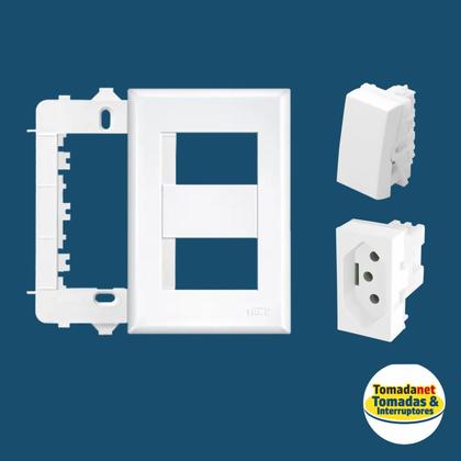 Imagem de Interruptor simples + tomada 10a com placa 4x2 Fame Evidence