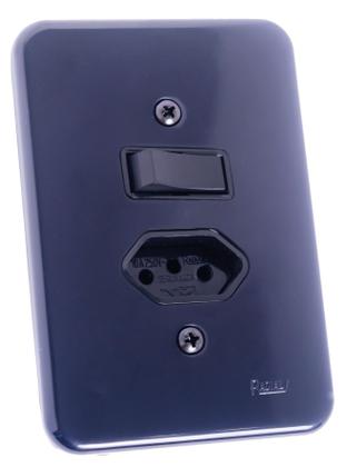 Imagem de Interruptor Simples + Tomada 10a Pollar Black Radial c/ 10