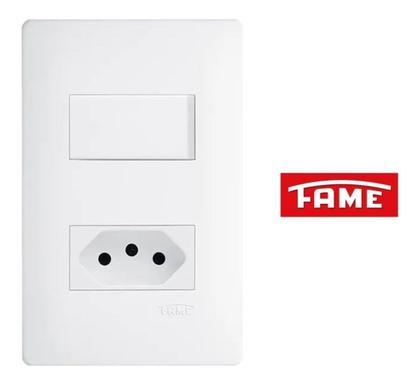 Imagem de Interruptor Simples Tomada Padrão 2P+T 10A Distanciados Fame