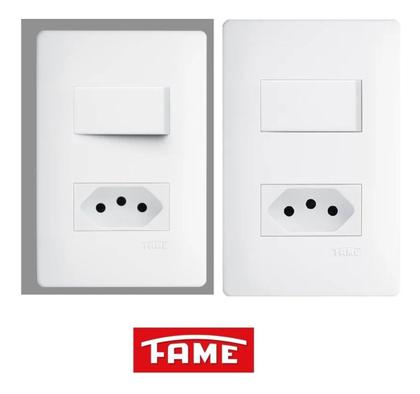 Imagem de Interruptor Simples Tomada Padrão 2P+T 10A Distanciados Fame