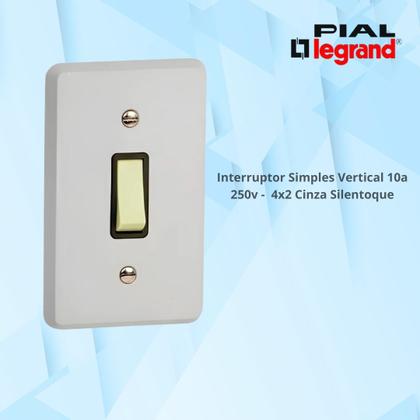 Imagem de Interruptor Simples Vertical 10a 250v 4x2 Cinza Silentoque