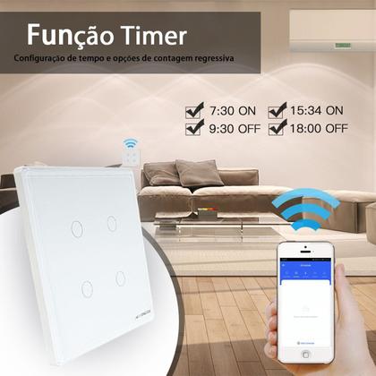 Imagem de Interruptor smart 4x4 WiFi 4 botões Touch Alexa Google - BRANCO