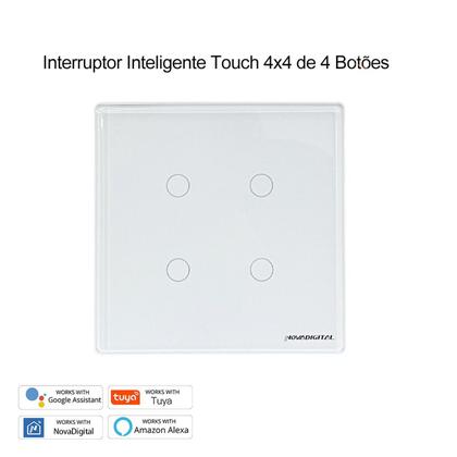 Imagem de Interruptor smart 4x4 WiFi 4 botões Touch Alexa Google - BRANCO