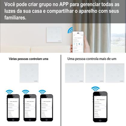 Imagem de Interruptor smart 4x4 WiFi 4 botões Touch Alexa Google - BRANCO