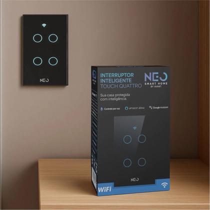Imagem de Interruptor Smart Inteligente WiFi 2.4 GHz Alexa Google 1,2,3,4,6,8 Botão Digital Touch Bivolt com Neutro Paralelo Neo