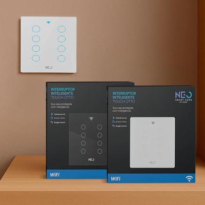 Imagem de Interruptor Smart Inteligente WiFi 2.4 GHz Alexa Google 1,2,3,4,6,8 Botão Digital Touch Bivolt com Neutro Paralelo Neo