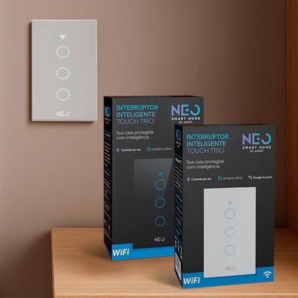 Imagem de Interruptor Smart Inteligente WiFi 2.4 GHz Alexa Google 1,2,3,4,6,8 Botão Digital Touch Bivolt com Neutro Paralelo Neo
