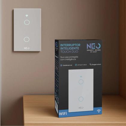Imagem de Interruptor Smart Inteligente WiFi 2.4 GHz Alexa Google 1,2,3,4,6,8 Botão Digital Touch Bivolt com Neutro Paralelo Neo