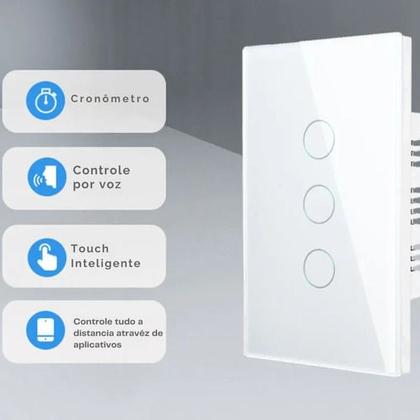 Imagem de Interruptor Smart Wi-fi Touch 3 Botões Com Alexa/google