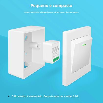 Imagem de Interruptor Smart WiFi 16A Tuya Mini - Controle de 2 Vias para Automação Residencial (Alexa e Google)