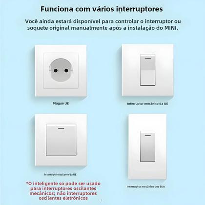 Imagem de Interruptor Smart WiFi 16A Tuya Mini - Controle de 2 Vias para Automação Residencial (Alexa e Google)