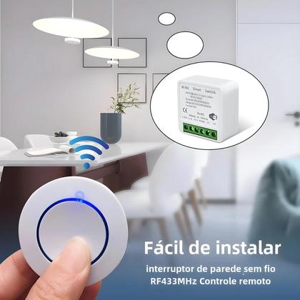 Imagem de Interruptor Smart WiFi Tuya 16A/20A - Controle Remoto RF433MHz - Mini Painel Redondo LED