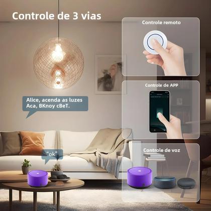 Imagem de Interruptor Smart WiFi Tuya 16A/20A - Controle Remoto RF433MHz - Mini Painel Redondo LED