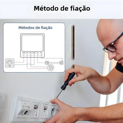 Imagem de Interruptor Smart WiFi Tuya 16A/20A - Controle Remoto RF433MHz - Mini Painel Redondo LED