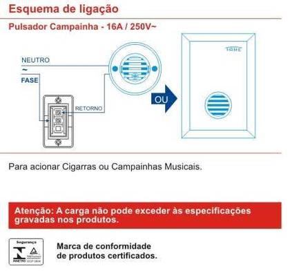 Imagem de Interruptor Sobrepor 1c Pulsador 16a Campainh
