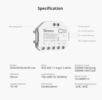 Imagem de Interruptor Sonoff 2ch Wifi Dual R3 Lite 