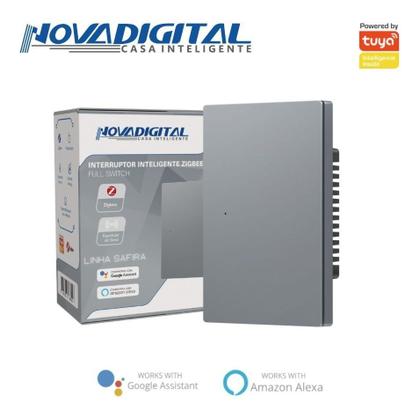 Imagem de Interruptor Tecla Fisica 1 Botao Zigbee com Led NovaDigital Grafite - Cinza