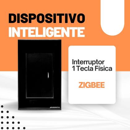 Imagem de Interruptor Tecla Fisica 1 Botao Zigbee com Led NovaDigital PRETO