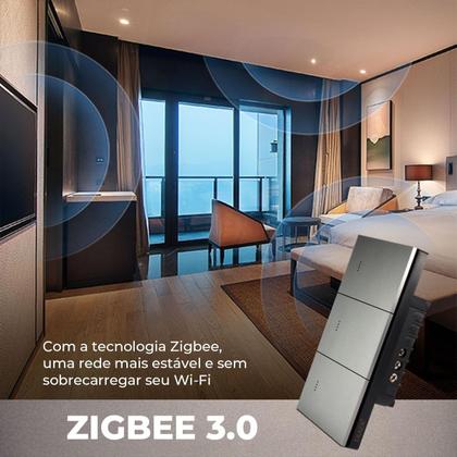 Imagem de Interruptor Tecla Fisica 2 Botões Zigbee com Led NovaDigital Grafite - Cinza