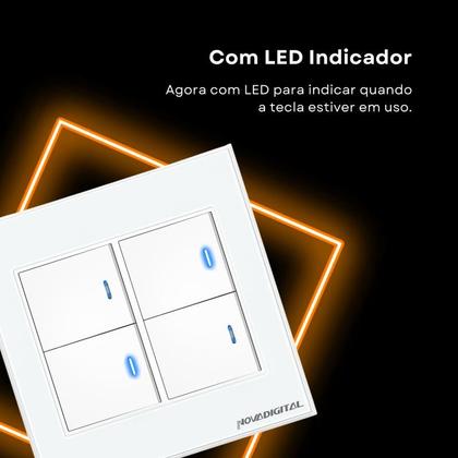 Imagem de Interruptor tecla Física com led Zigbee 4 Botões 4x4 Preto NovaDigital - NFZB-04-B