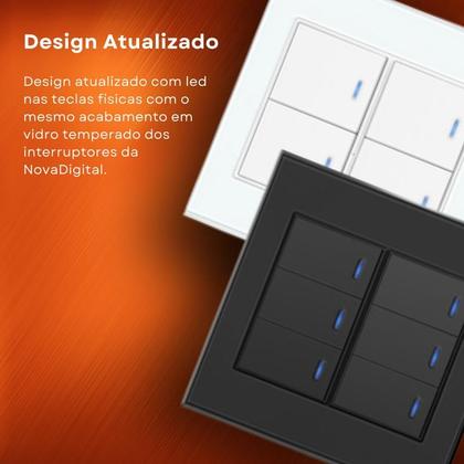 Imagem de Interruptor tecla Física com led Zigbee 4 Botões 4x4 Preto NovaDigital - NFZB-04-B