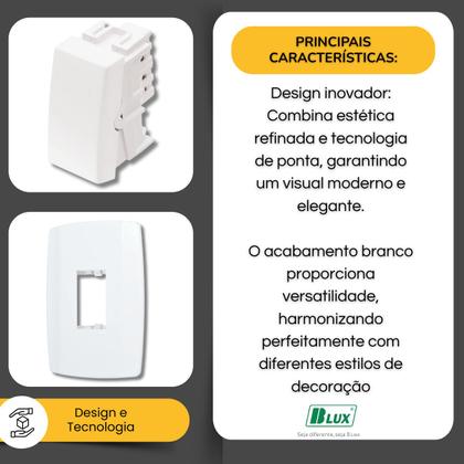 Imagem de Interruptor Tecla Paralela Vertical Com Placa Branca - B.Lux