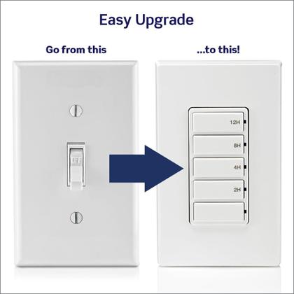 Imagem de Interruptor temporizador de contagem regressiva Leviton DT112-1LW para luzes 15A