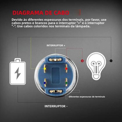 Imagem de Interruptor Toggle À Prova d'Água 12V 24V 16MM Com LED RGB SPST Para Carro Barco Marinho