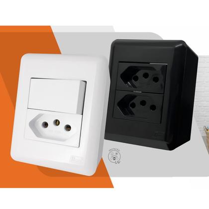 Imagem de Interruptor tomada de sobrepor 1 tecla simples preta Blux