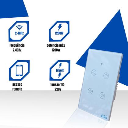 Imagem de Interruptor Tomada Digital Inteligente 2 Botões Wi-fi Alexa