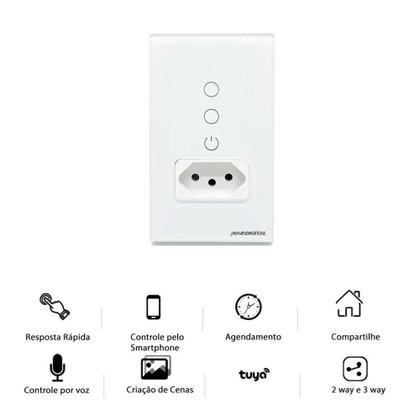 Imagem de Interruptor Tomada Inteligente Wi-Fi 2 Botões Novadigital