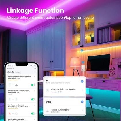 Imagem de Interruptor Tomada Inteligente Wi-Fi 2 Botões Preto Tuya