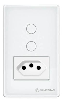 Imagem de Interruptor Touch 2 Botões Com Tomada Wifi Primebras Branco