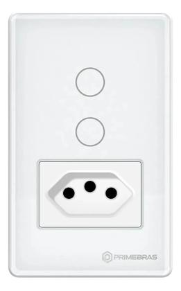 Imagem de Interruptor Touch 2 Botões Com Tomada Wifi Primebras Branco