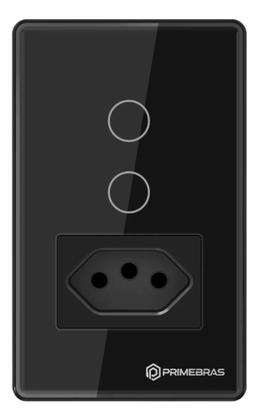Imagem de Interruptor Touch 2 Botões Com Tomada Wifi Primebras Preto